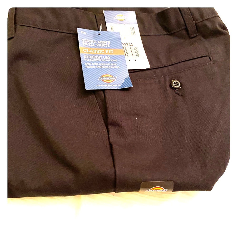 Dickies Men's Flat Front Pant, Black, 32X34